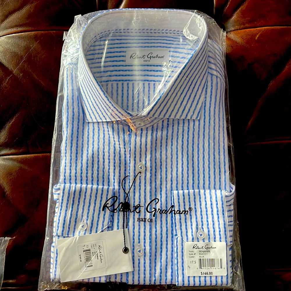 Robert Graham “Benjamin” Blue/White striped dress shirt